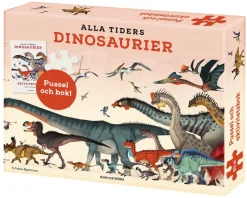 Alla tiders dinosaurier: aktivitetsbok, plansch och pussel 150 bitar