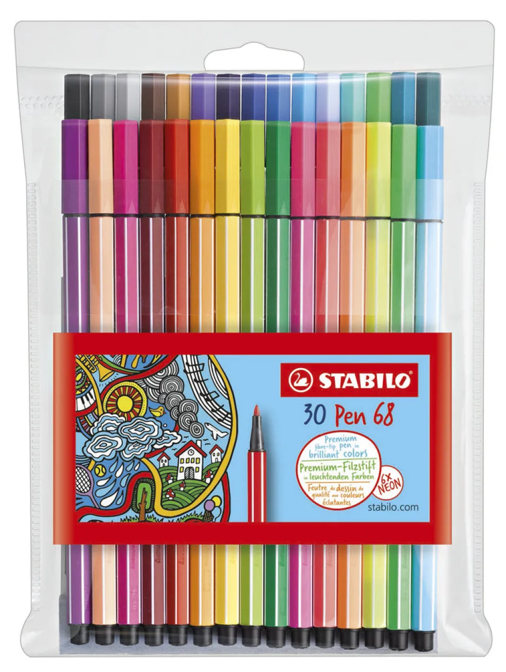 Huopakynä Stabilo Pen 68, 30 väriä