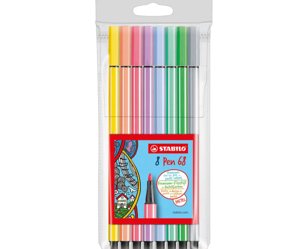 Huopakynä Stabilo Pen 68 pastelli 8 väriä