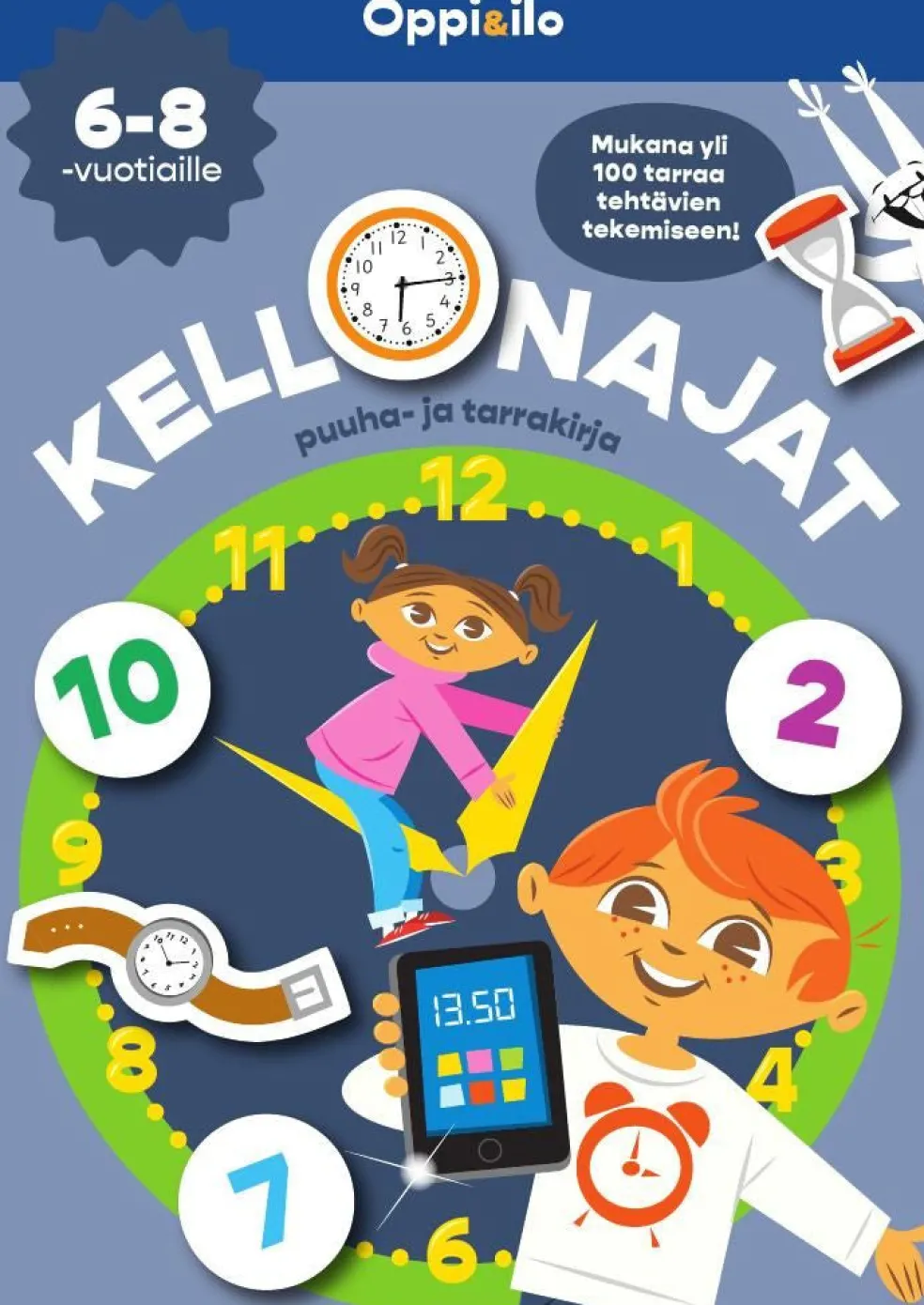 Kellonajat puuha- ja tarrakirja 6-8 v