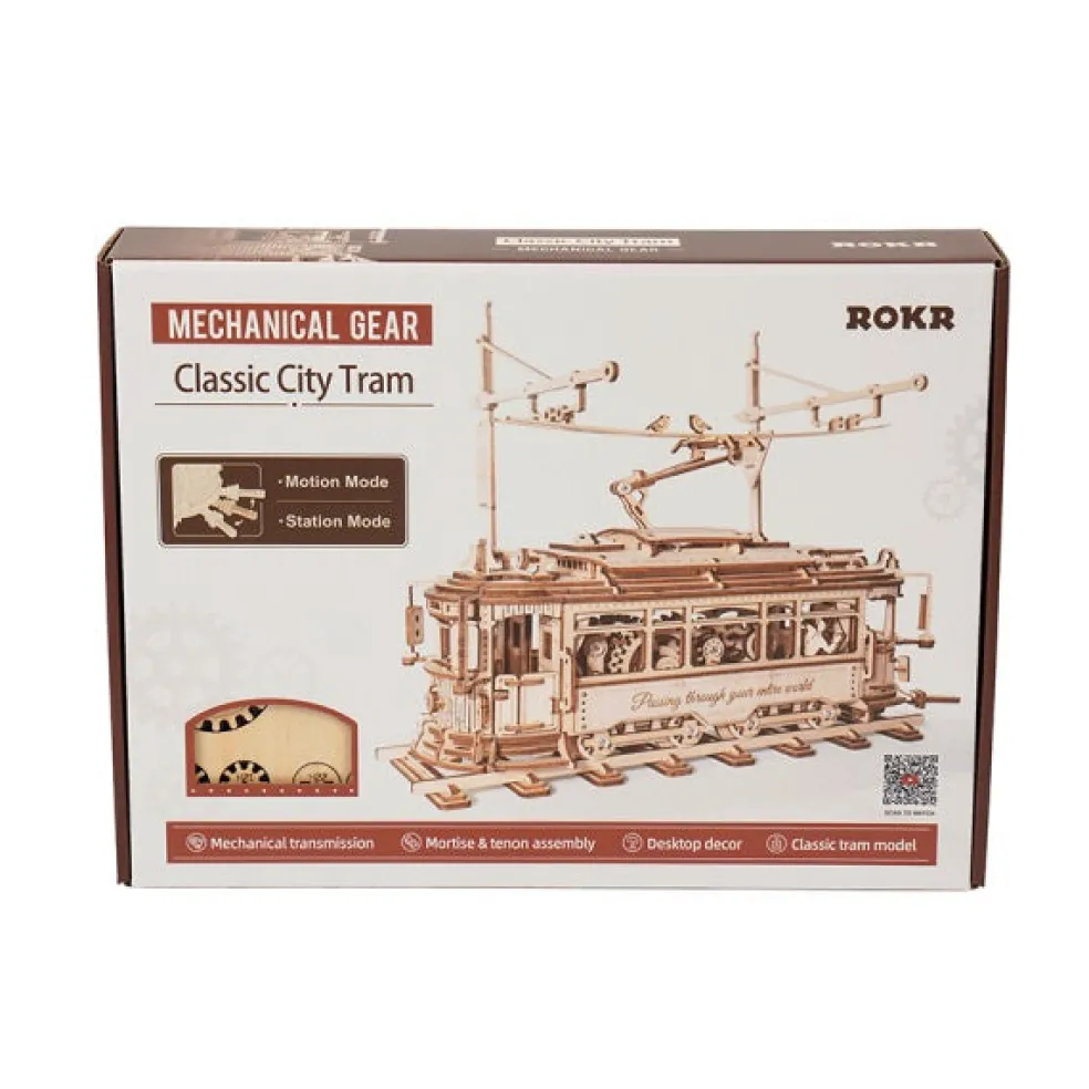Koottava puinen pienoismalli Classic City Tram