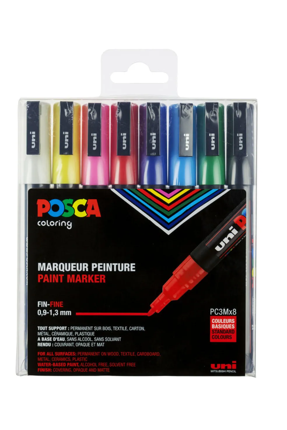 Maalikynä 8 kpl Posca 3M perusvärit