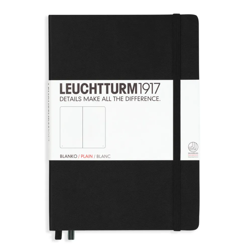 Muistikirja A5/251 sivua Leuchtturm1917 Plain Hard Black, tyhjät sivut