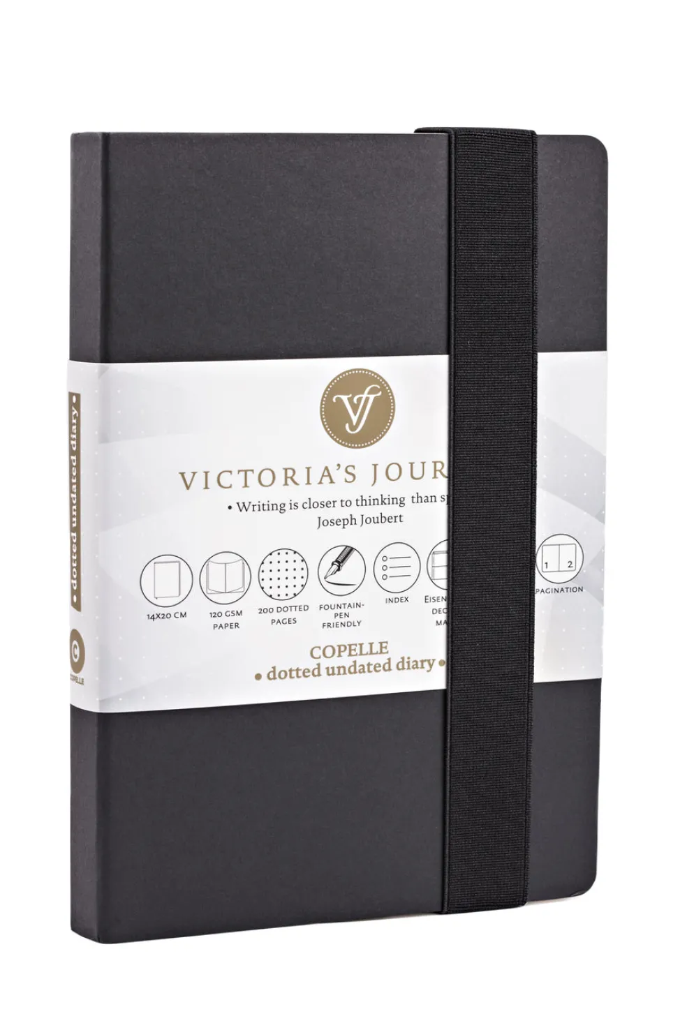 Muistikirja 14x21 cm musta Victorias Journals Copelle pistesivut