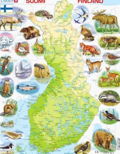 Palapeli Larsen Suomen kartta ja eläimiä Maxi