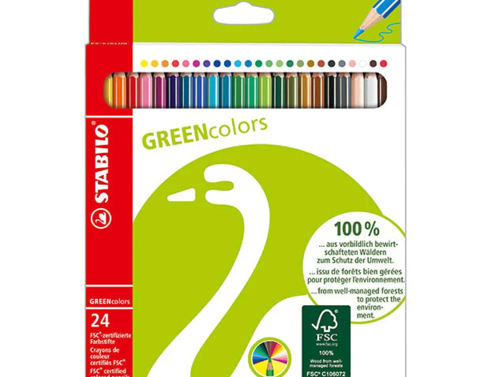 Puuvärikynä Stabilo Green 24 väriä