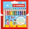 Puuvärikynä Stabilo Trio 12 väriä lyhyt