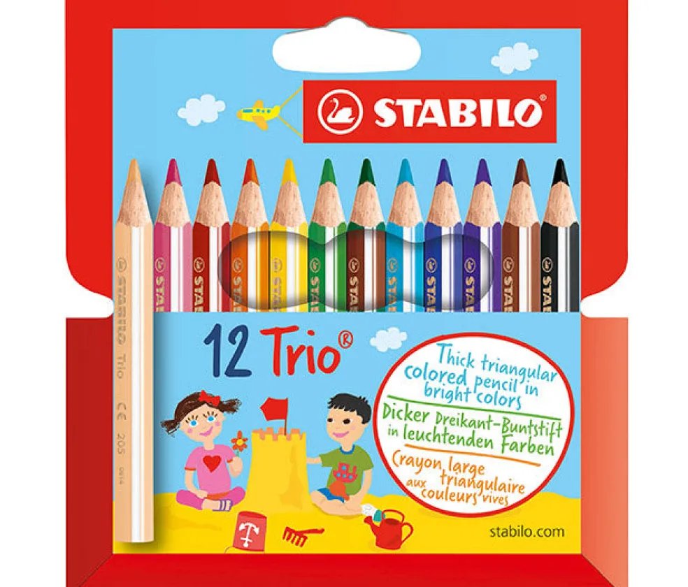Puuvärikynä Stabilo Trio 12 väriä lyhyt