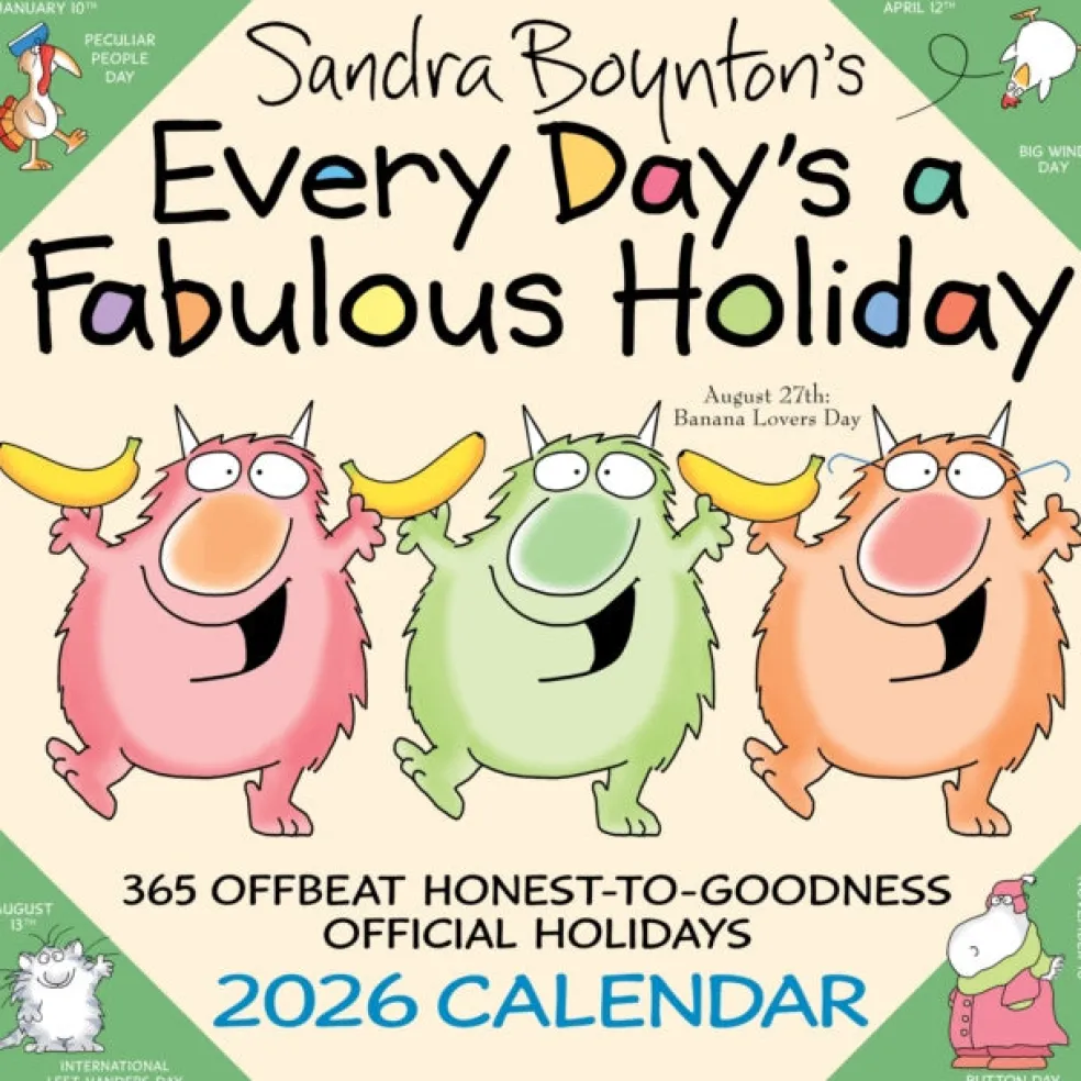 Sandra Boynton's Every Day's a Fabulous Holiday 2026 Wall Calendar